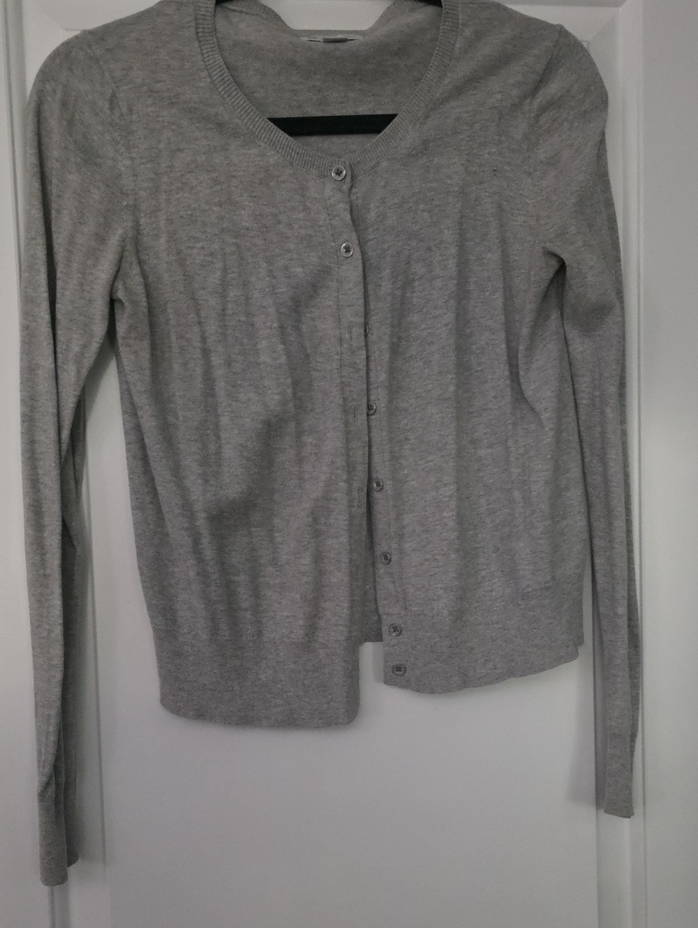Gap Combed Cotton Button-Front Cardigan Gray Medium